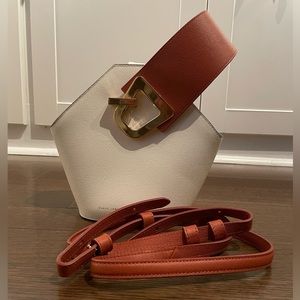 Danse Lente Mini Johnny Leather Hexagonal Bucket Bag White/orange
